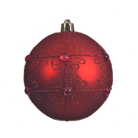 SFERA ROSSA D8 CON PERLE RICAM